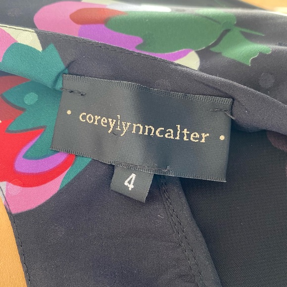 Anthropologie Corey Lynn Calter Silk Floral Dress In Black Floral Size 4 - Picture 4 of 6